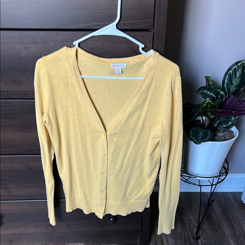 Merona Yellow Cardigan Sweater Lightweight Knit